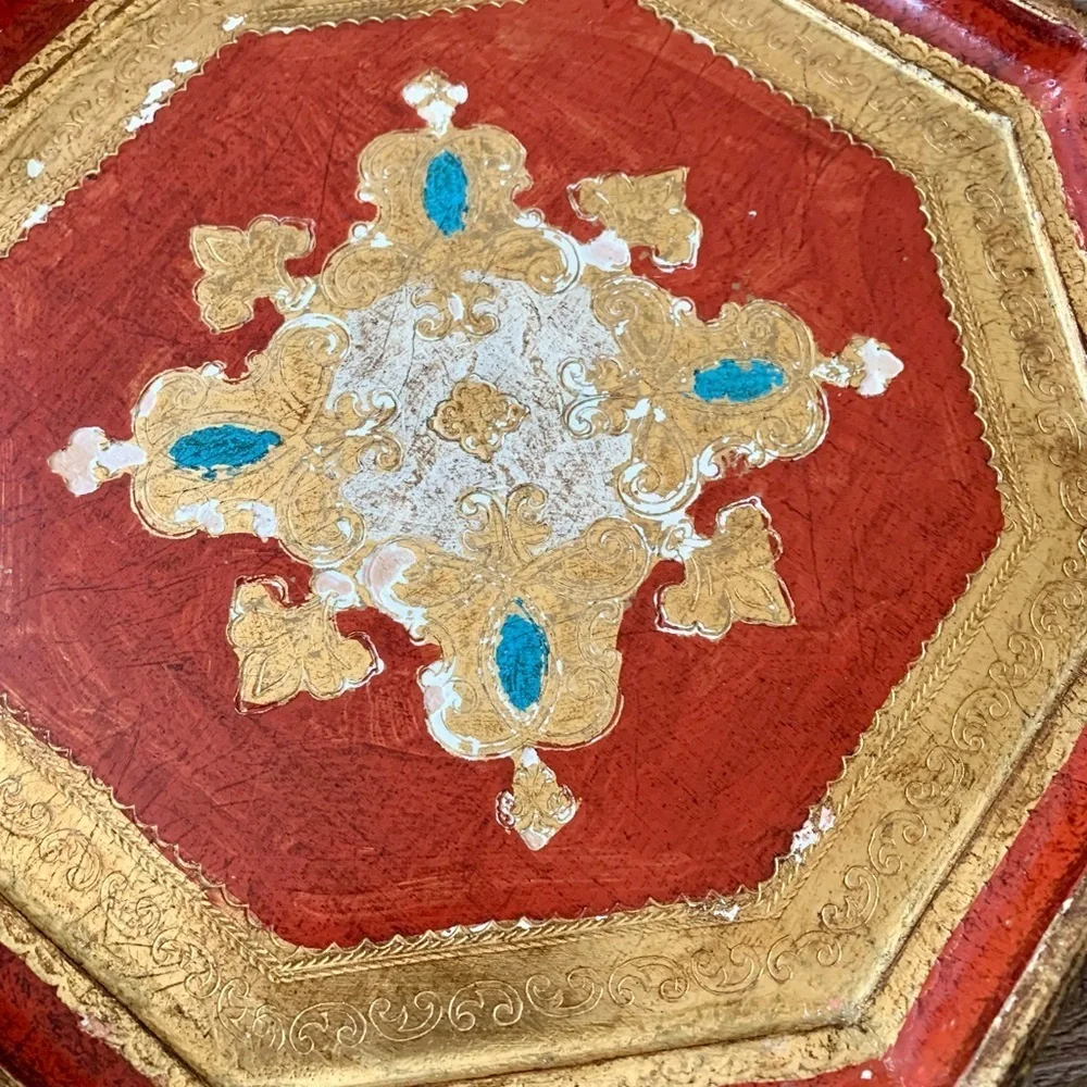 Vintage Ferenze Wooden Hand Painted Tray Italy 13”